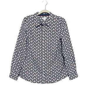 Charter Club Scottie Dog Print Button Front Top Cloud CMB PS